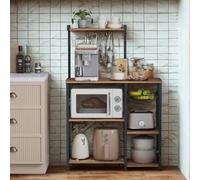 Pirlo Plush Industrial 4 Tier Kitchen Bakers Rack With Storage Shelves in Brown Pirlo Plush Brown