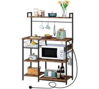 Pirlo Plush Industrial 4 Tier Smart Kitchen Bakers Storage Rack With Power Outlets