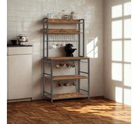 Pirlo Plush Industrial 5 Tier Smart Kitchen Bakers Rack With Power Outlets in Brown Pirlo Plush Brown