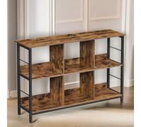 Rafaelo Mobilia Industrial 6 Compartment Book Storage Shelf Rustic Brown