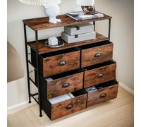 Rafaelo Mobilia Industrial Bedroom Dresser Chest Of 6 Drawers Rustic Brown