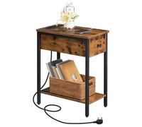 Pirlo Plush Industrial Bedside Side End Table With Charging Station