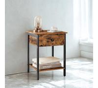 Pirlo Plush Industrial Bedside Table Nightstand With Drawer & Shelf Rustic Brown Pirlo Plush Brown