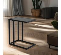 Pirlo Plush Industrial C Shaped Side Table Marble Effect in Black Pirlo Plush Black
