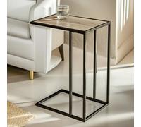 Pirlo Plush Industrial C-Shaped Sofa End Table Brown Pirlo Plush Brown