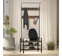 Pirlo Plush Industrial Coat Rack Stand With 2 Shelves & 8 Hooks