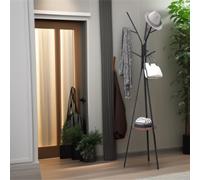 Pirlo Plush Industrial Coat Rack Stand With 9 Hooks Rustic Brown Pirlo Plush Brown