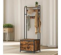 Pirlo Plush Industrial Coat Rack Stand With Shoe Storage Hallway Furniture