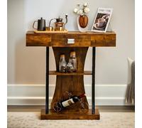 Pirlo Plush Industrial Console Table T-Shaped Rustic Brown Pirlo Plush Brown