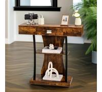 Pirlo Plush Industrial Console Table T-Shaped Rustic Brown Pirlo Plush Brown
