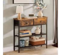 Rafaelo Mobilia Industrial Hallway Console Table With 2 Drawers Brown