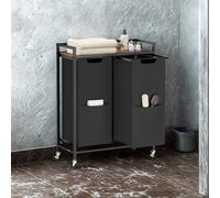 Pirlo Plush Industrial Double Laundry Basket With Shelf in Brown Pirlo Plush Brown