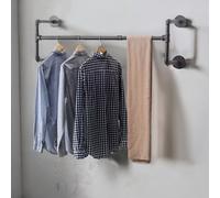 Pirlo Plush Industrial Heavy Duty Wall-Mounted Clothes Hanging Rail in Black Pirlo Plush Black