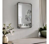 Pirlo Plush Industrial Large Rectangular Wall Mirror For Bedroom in Black Pirlo Plush Black