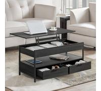 Rafaelo Mobilia Industrial Lift Top Coffee Table With Drawers Black