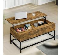 Rafaelo Mobilia Industrial Lift Top Coffee Table With Hidden Storage Rustic Brown