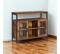 Pirlo Plush Industrial Multipurpose Floor Sideboard Buffet Cabinet Rustic Brown Pirlo Plush Brown
