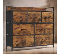 Rafaelo Mobilia Industrial Rustic Brown Chest With 7 Fabric Drawers