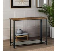 Pirlo Plush Industrial Rustic Console Table With 2 Shelves
