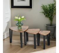 Pirlo Plush Industrial Set Of 3 Nesting Tables Rustic in Brown Pirlo Plush Brown