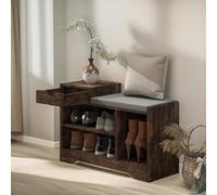 Pirlo Plush Industrial Shoe Storage Bench With 3 Open Shelves Rustic Brown