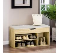 Pirlo Plush Industrial Shoe Storage Bench With Cushion Seat Oak in Light Oak Pirlo Plush Light Oak