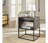 Pirlo Plush Industrial Square Side Table With Open Storage in Light Brown Pirlo Plush Light Brown