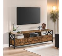Pirlo Plush Industrial TV Stand Unit With 3 Drawers Rustic Brown Pirlo Plush Brown