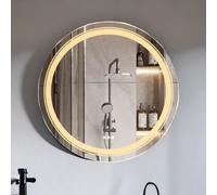 Pirlo Plush LED Illuminated Dimmable Round Wall Mirror With Anti-Fog & Demister in Clear Pirlo Plush Clear