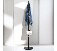 Pirlo Plush Marble Base Adjustable Coat Stand With 8 Hooks Black