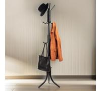 Pirlo Plush Metal Coat Stand With 12 Hooks Black