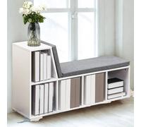 Pirlo Plush Modern Bookcase Storage Cabinet With Reading Seat White Pirlo Plush White
