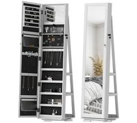 Pirlo Plush Modern Full Length Freestanding Mirror 360 Swivel with Shelves in White Pirlo Plush White