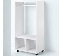 Pirlo Plush Open Wardrobe Clothes Rail With Storage Shelves on Wheels White Pirlo Plush White