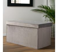 Pirlo Plush Ottoman Storage Box Foldable Grey Velvet Pirlo Plush Grey