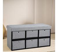 Pirlo Plush Ottoman Storage Box Grey With 6 Drawers