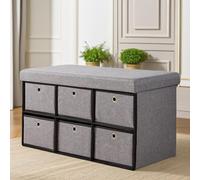 Pirlo Plush Ottoman Storage Box Grey With 6 Drawers Pirlo Plush Grey