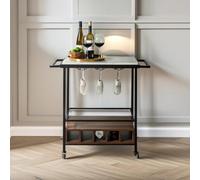 Pirlo Plush Rolling Kitchen Trolley With Wheels Rustic Brown