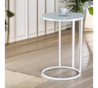 Rafaelo Mobilia Round C Shaped Side Table White