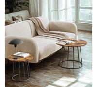 Pirlo Plush Set Of 2 Industrial Coffee Centre Accent Tables in Brown Pirlo Plush Brown