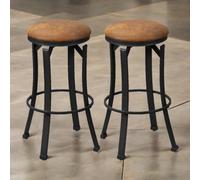 Pirlo Plush Set Of 2 Industrial Swivel Bar Stools 72.8CM in Brown Pirlo Plush Brown