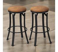 Pirlo Plush Set Of 2 Industrial Swivel Bar Stools 72.8CM in Brown Pirlo Plush Brown