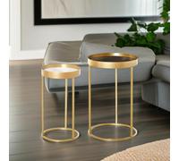 Rafaelo Mobilia Set Of 2 Nesting Tables With Metal Gold Frame