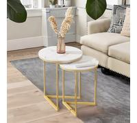 Pirlo Plush Set Of 2 Round Nesting Tables Gold With Triangular Base Pirlo Plush Gold