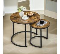 Rafaelo Mobilia Set Of 2 Round Nesting Tables Rustic Brown