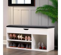 Pirlo Plush Shoe Storage Bench 60CM in White Pirlo Plush White