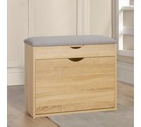 Pirlo Plush Shoe Storage Bench With Cushioned Seat & Hidden Storage in Natural Pirlo Plush Natural