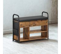 Pirlo Plush Shoe Storage Bench With Cushioned Seat & Open Shelves in Brown Pirlo Plush Brown