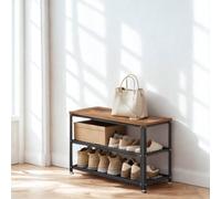 Pirlo Plush Shoe Storage Rack Bench With Open Shelves in Brown Pirlo Plush Brown