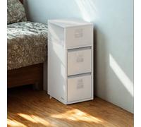 Pirlo Plush Square Bedside Nighstand Side Table With 2 Drawers & Shelf in White Pirlo Plush White